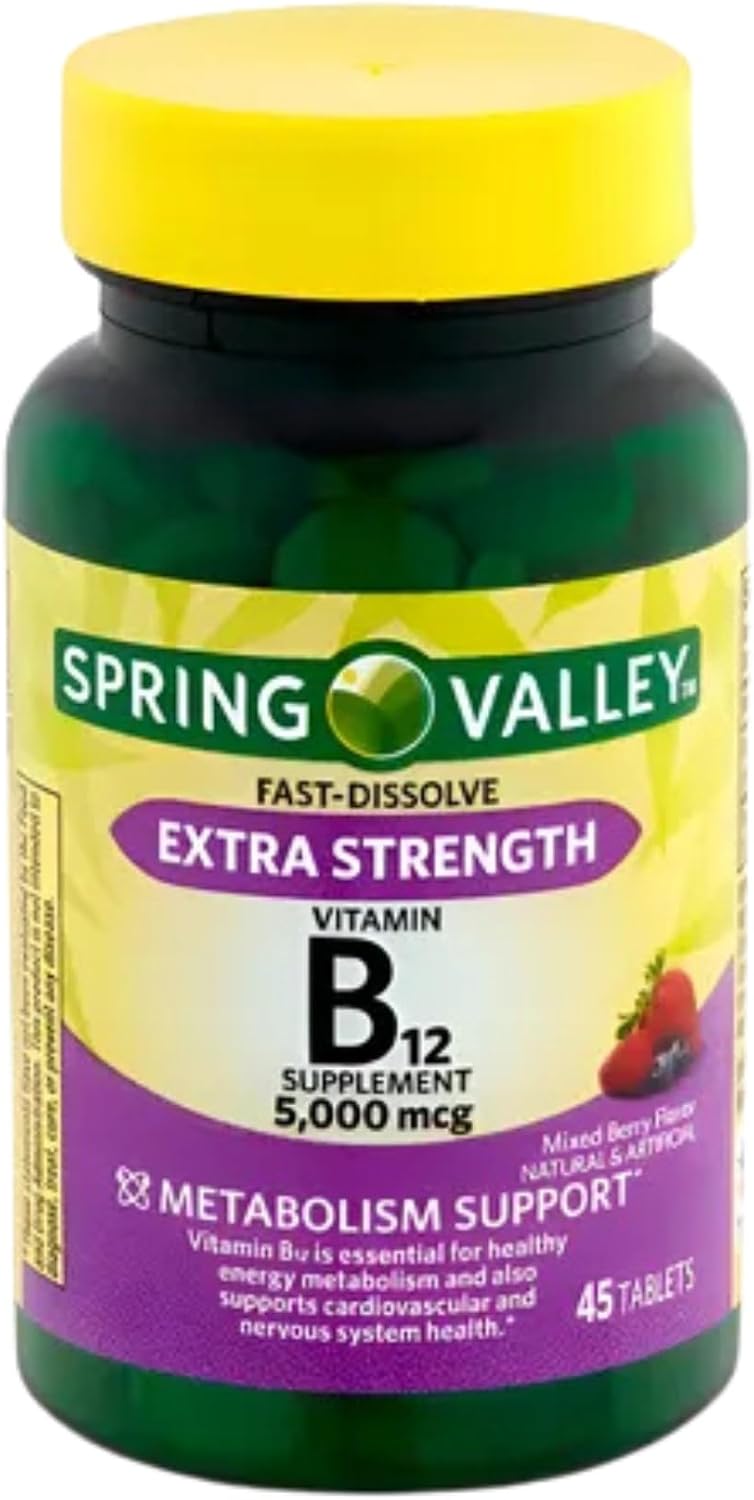 Vitamina B12 5000 mcg - 45 Comprimidos de Disolución Rápida Sabor Bayas - Pack de 2