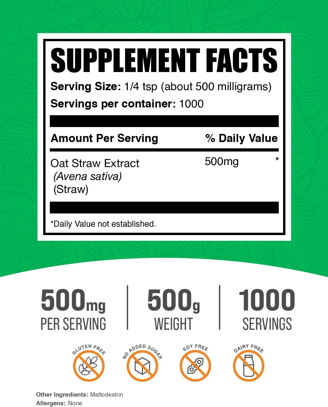 BulkSupplements.com Avena Sativa Extract Powder - 500 g