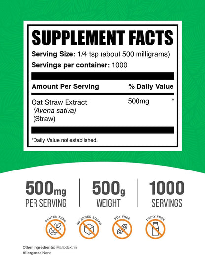 BulkSupplements.com Extracto de Avena Sativa en Polvo - 500 g – Image 2