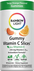 Rainbow Light Gomitas de Vitamina C con Vitamina E, 90 unidades, Sabor Naranja