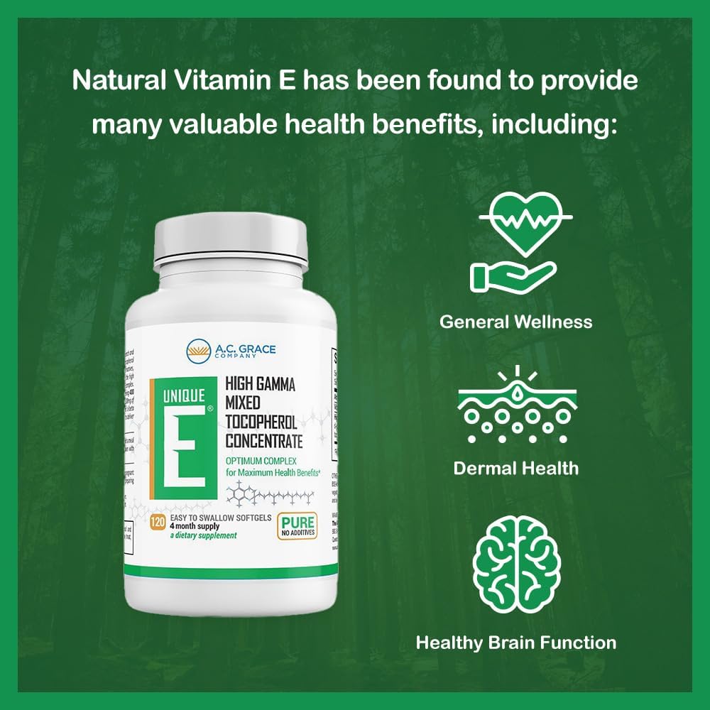 UNIQUE E A.C. Grace Company - Mixed Tocopherols, 120 Softgels - Natural Vitamin E