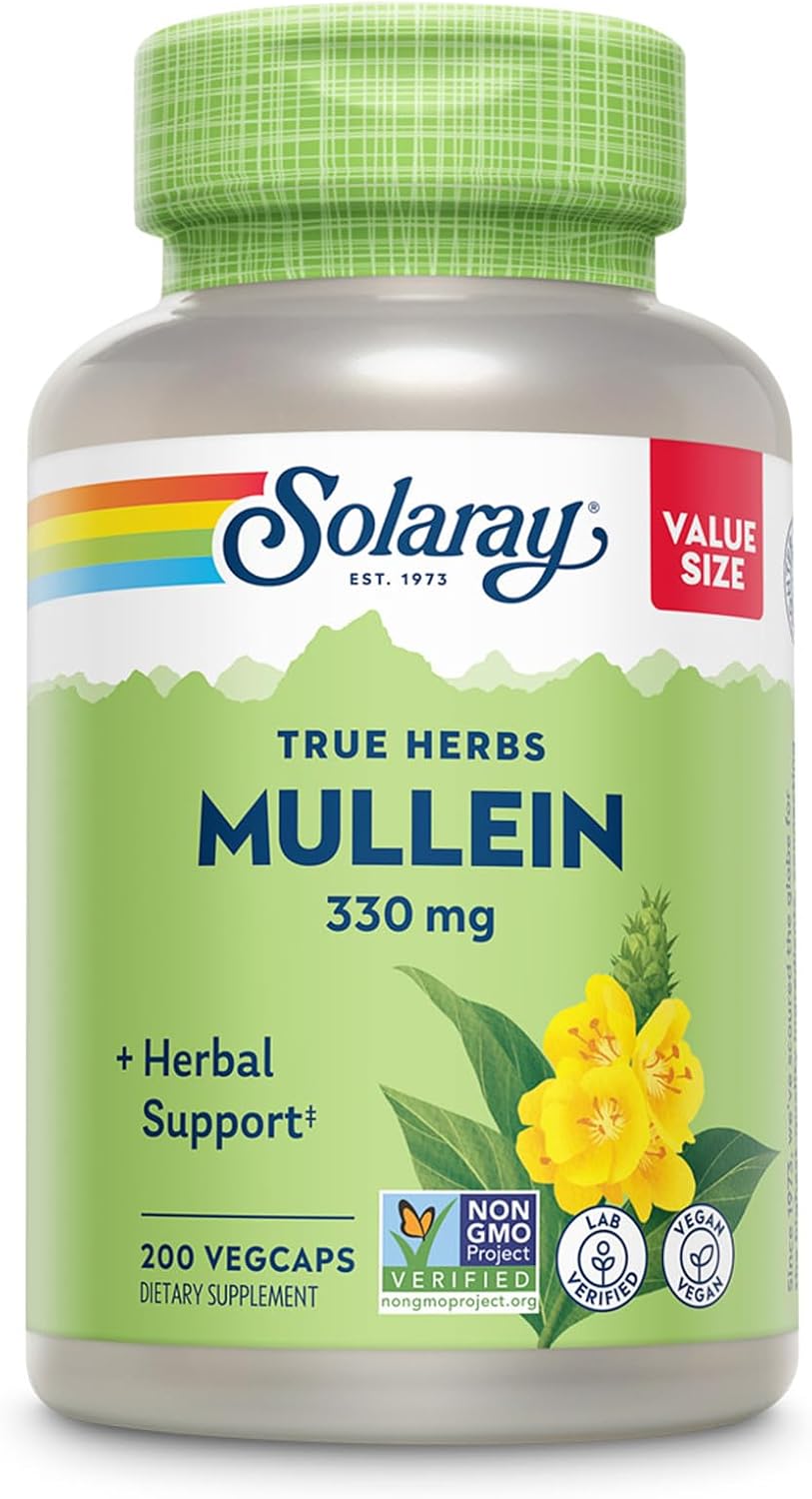 SOLARAY Hojas de Gordolobo 330mg – Apoyo Respiratorio – 100 Cápsulas Vegetales (Pack de 2)