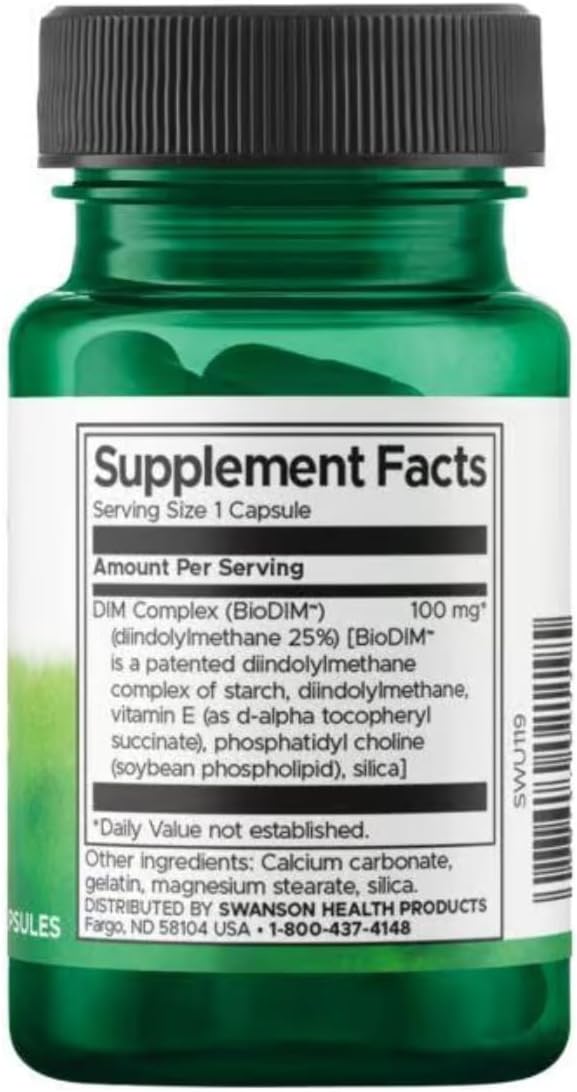 Swanson DIM Complex (Diindolilmetano) 100 mg, 30 Cápsulas