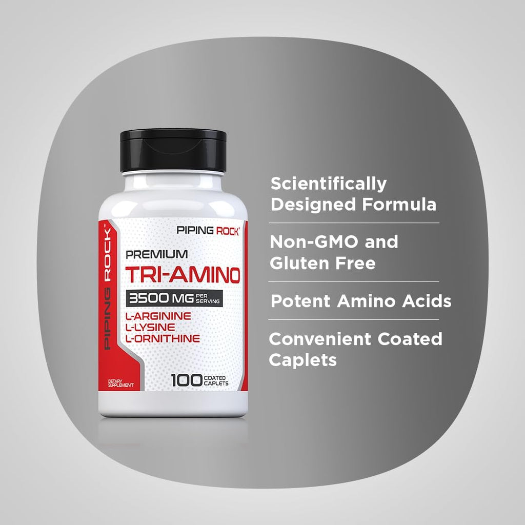 Piping Rock Tri Amino Complex con L-arginina, L-ornitina, L-lisina | 100 comprimidos