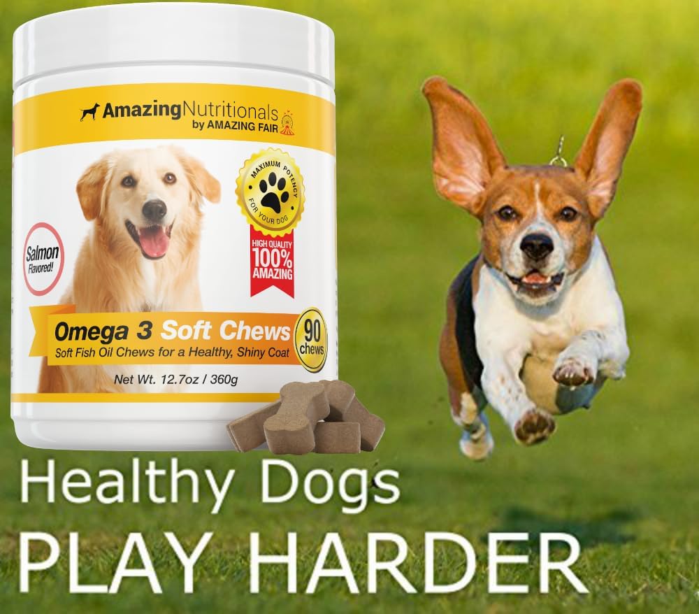 Amazing Omega 3 for Dogs - Suplemento de Aceite de Pescado para Perros - 90 Golosinas Blandas