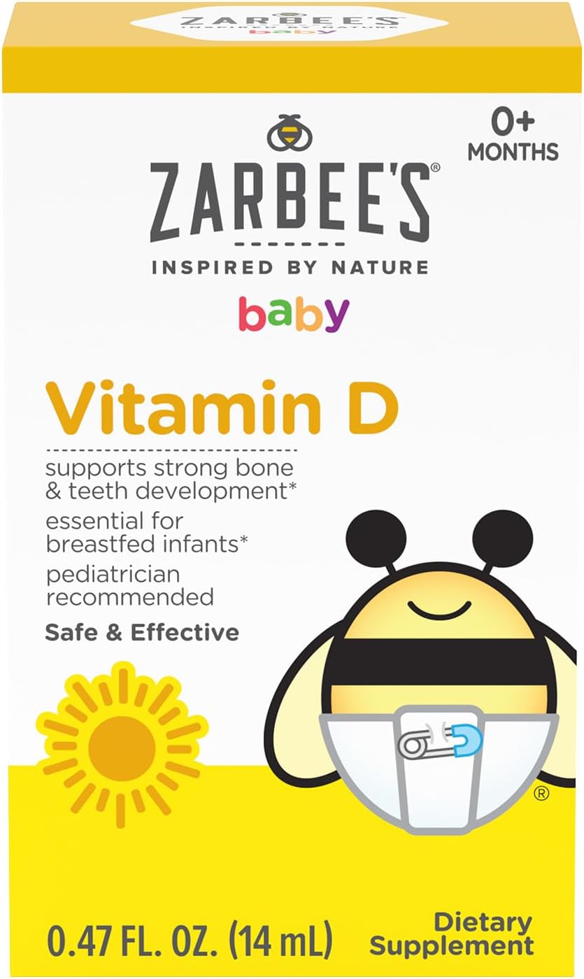 Zarbee's Gotas de Vitamina D3 para Bebés, 400 UI, Pack de 2 frascos de 14 ml
