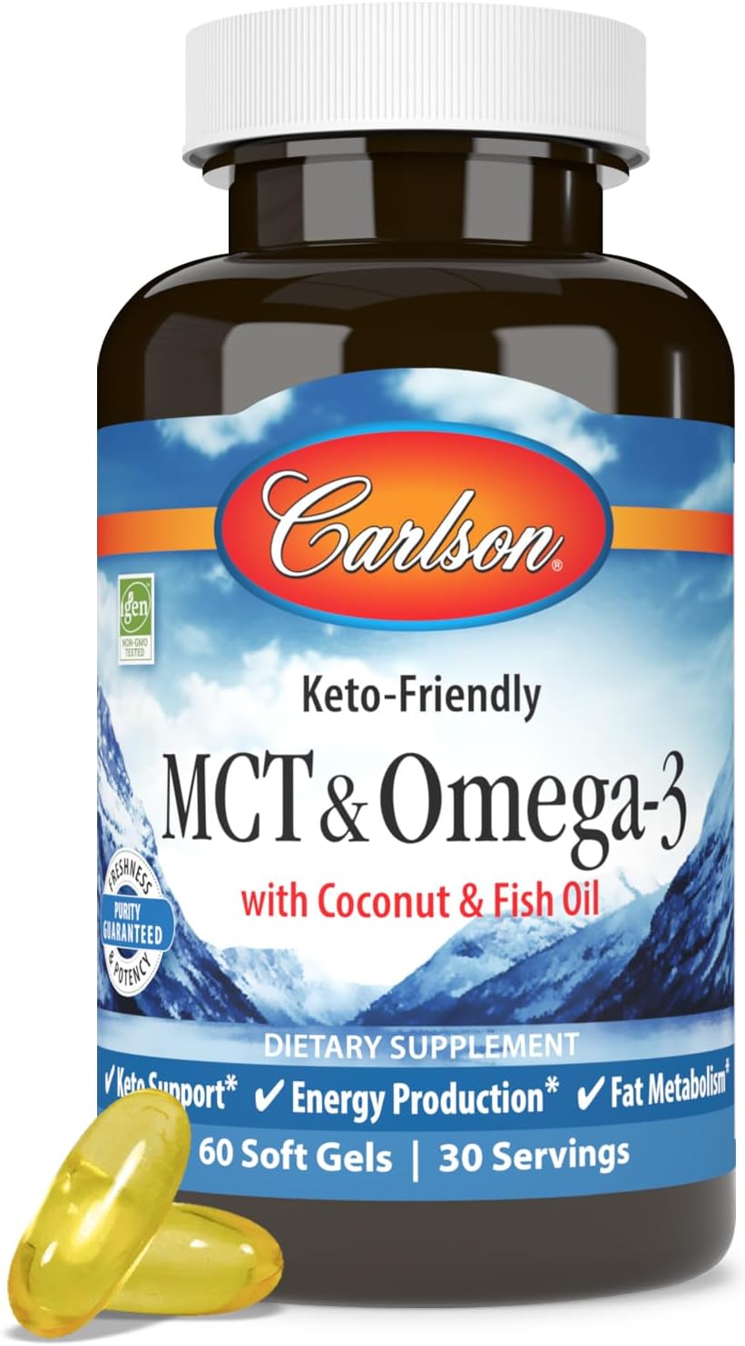 Carlson MCT & Omega-3, Coconut Oil, EPA & DHA, 60 Capsules