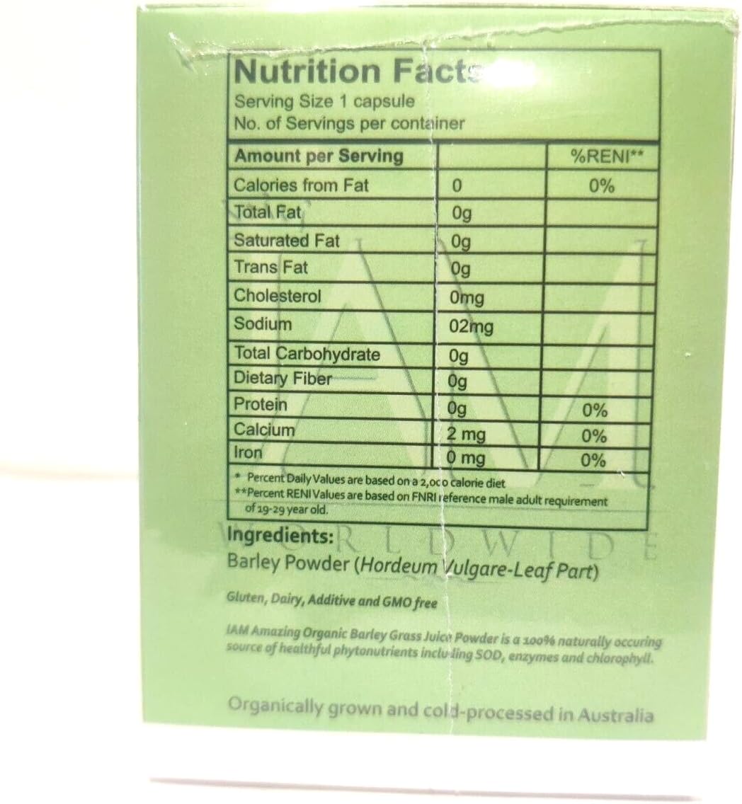 IAM WORLDWIDE Amazing Organic Barley Capsule from Australia - 100 Cápsulas de 500 mg