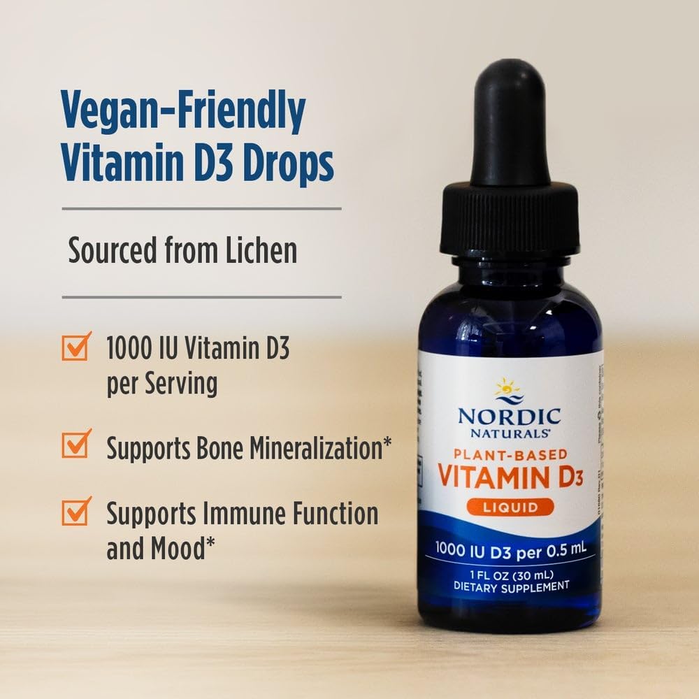 Nordic Naturals Vegan Vitamin D3 Liquid - 30 ml - 1000 IU - Vegan