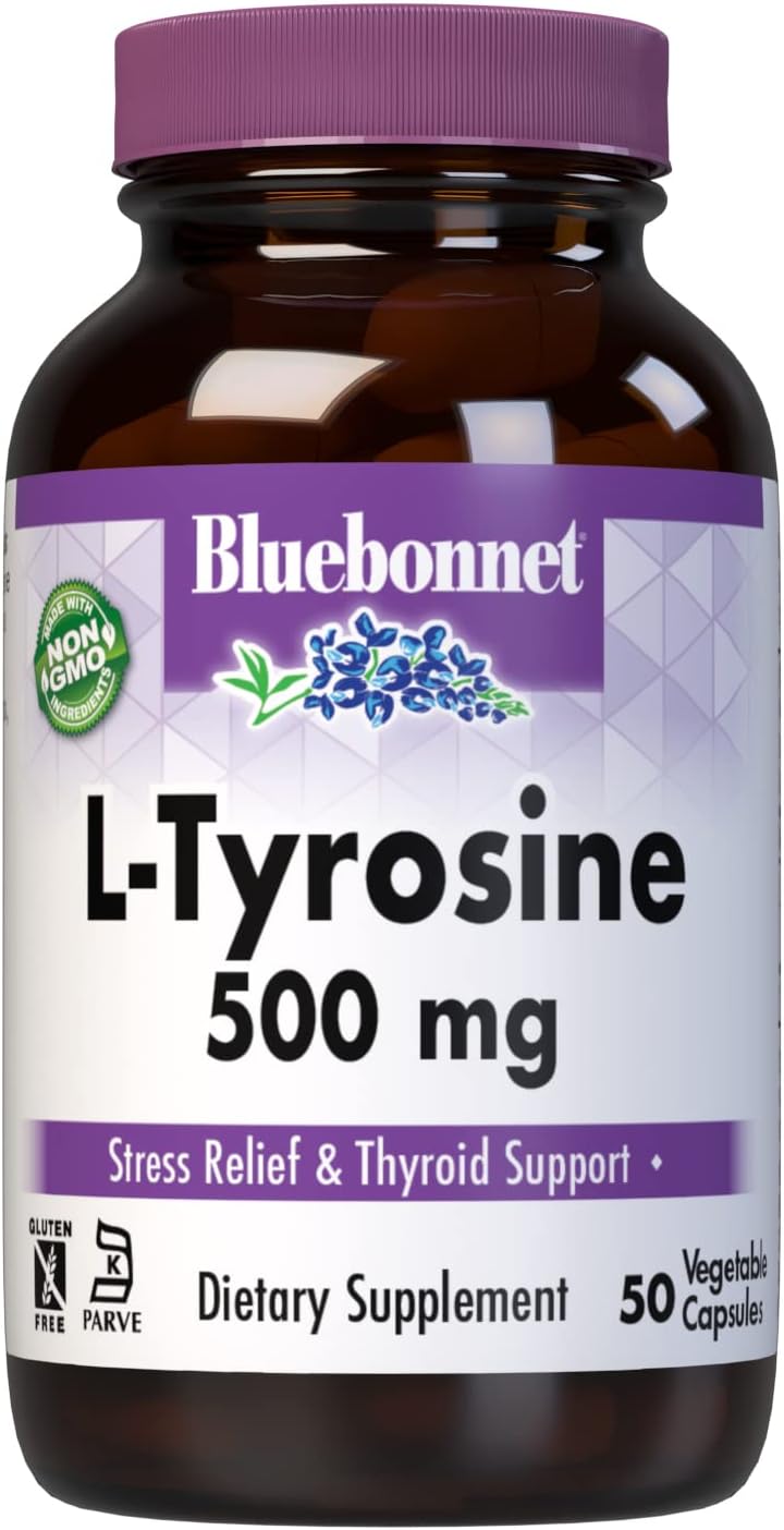 Bluebonnet L-Tirosina 500 mg, 50 Cápsulas Vegetales