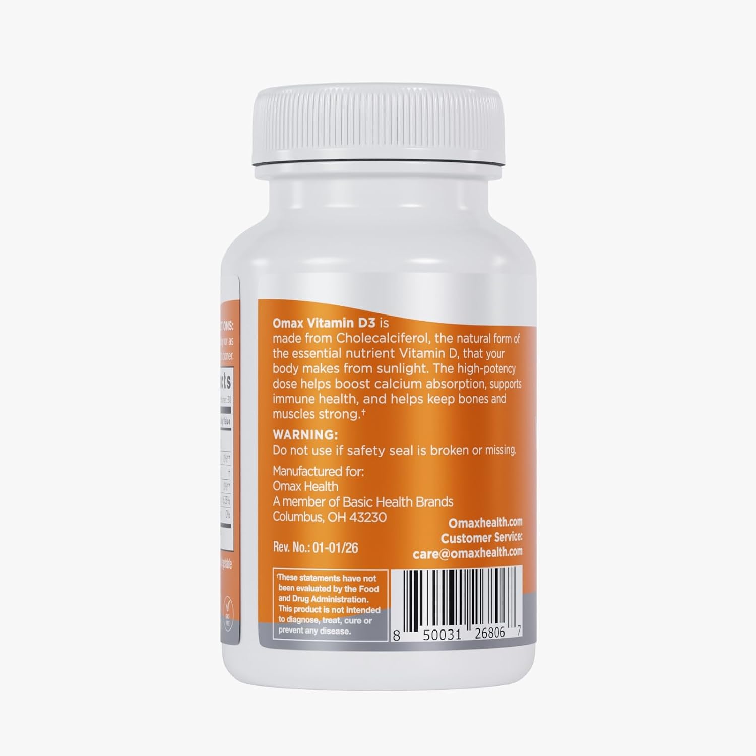 Omax3 Vitamina D3 de Alta Potencia 5,000 IU (125 mcg) - Huesos Fuertes, Músculos y Articulaciones, Salud del Corazón, Inmunidad - 30 Cápsulas Blandas