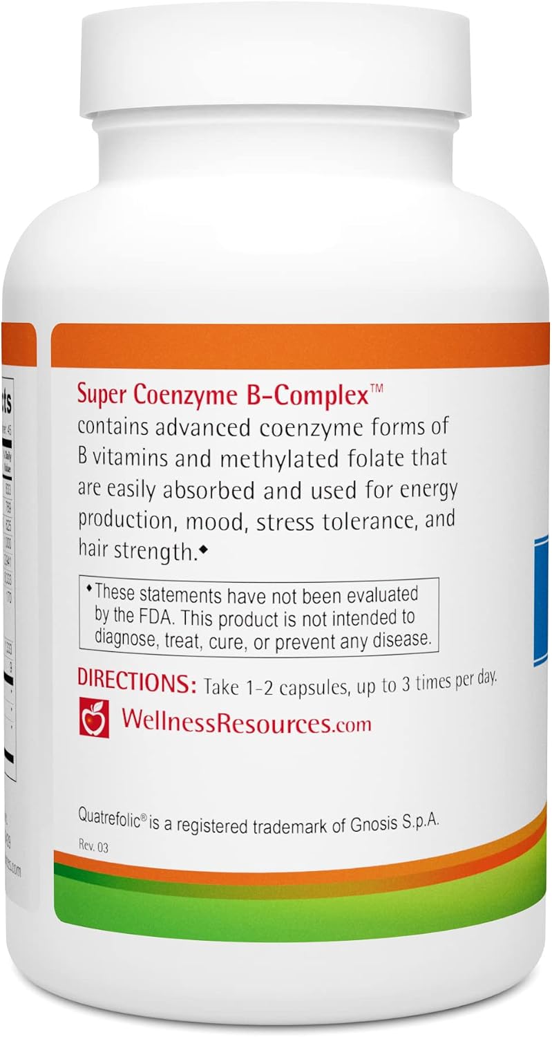 Wellness Resources Super Coenzyme B Complex - 90 Capsules - Methylated B Complex with Vitamin B12, Folate and Biotin