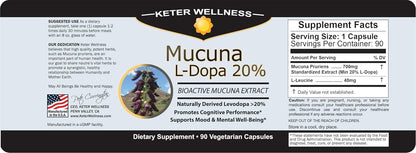 Mucuna Pruriens 20% L-Dopa – Extracto Estandarizado de Frijol de Terciopelo – 90 Cápsulas Veganas – Image 8