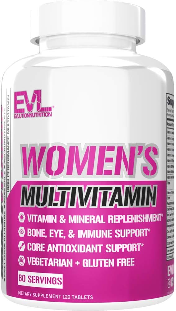 Evlution Nutrition Multivitamínico para Mujeres - Completo en Vitaminas y Minerales, 120 Comprimidos (60 Días)