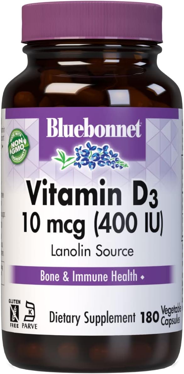 Bluebonnet Nutrition Vitamina D3 400 UI - 180 Cápsulas Vegetales