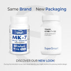 Supersmart Vitamina K2 MK7 + Vitamina D3, 90 mcg, 60 cápsulas blandas
