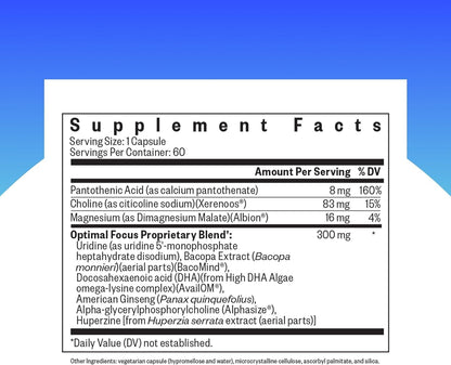 Seeking Health Optimal Focus – Suplemento Nootrópico para Memoria y Concentración, Sin Cafeína ni Estimulantes, con Colina, – Image 2