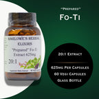 Fo-Ti | Extracto 20:1 de He Shou Wu | 625mg por Cápsula | 60 Cápsulas Vegetales | Suplemento Herbal Tradicional Chino | Sin Estearatos | Envase de Vidrio