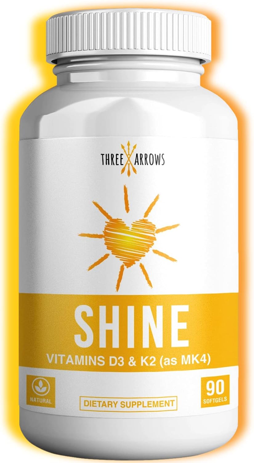 Three Arrows Shine Vitamina D3 K2 MK4 5000 UI + K2 500 mcg, 90 Cápsulas Blandas