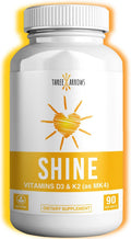 Three Arrows Shine Vitamina D3 K2 MK4 5000 UI + K2 500 mcg, 90 Cápsulas Blandas