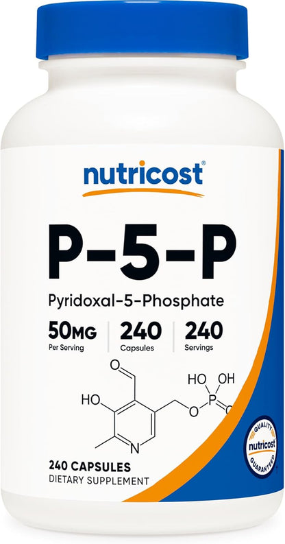 Nutricost P5P Vitamina B6 Activa 50mg, 240 Cápsulas (Piridoxal-5-Fosfato) – Image 1