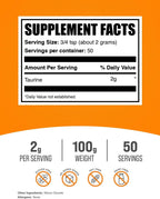 Taurina en Polvo 100g - BulkSupplements