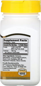 21st Century, Ácido Fólico 800mcg 180 Tablets
