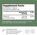 Earth Harmony Naturals Vitamina D3 Vegana 5000 IU - 120 Cápsulas