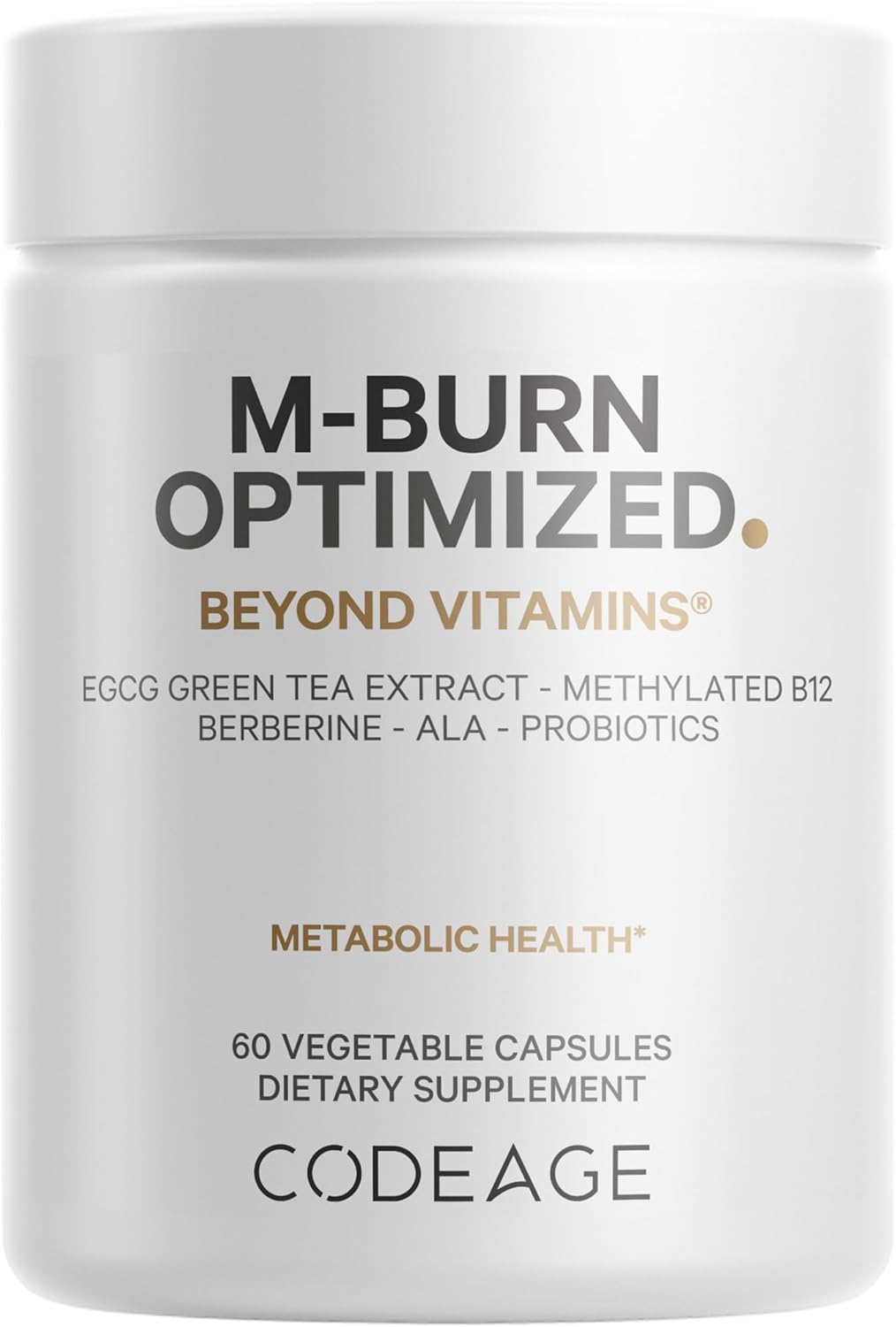 Codeage M-Burn Optimized - Complemento avanzado con té verde, berberina y probióticos - 60 cápsulas