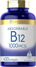 Carlyle Vitamina B12 1000 mcg Absorbible | 400 Cápsulas Blandas | Sin Gluten y No-GMO