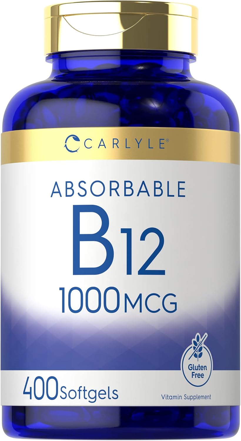 Carlyle Vitamina B12 1000 mcg Absorbible | 400 Cápsulas Blandas | Sin Gluten y No-GMO