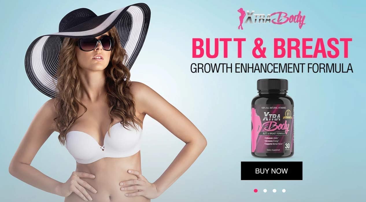 XtraBody Butt Enhancement and Breast Enlargement Supplement - Estrogen Enhancer - Increases Butt & Breast Size, Reduces Menstrual Symptoms & Provides an Extra Boost of Energy (1 Bottle=30 Capsules)