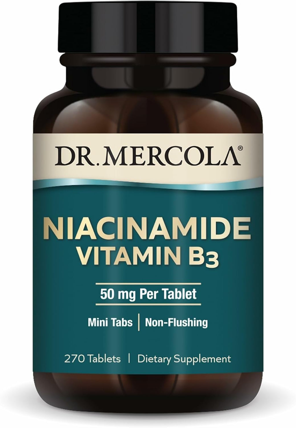 Dr. Mercola Niacinamida Vitamina B3 50 mg por Comprimido - Apoya la Salud Metabólica - Sin Enrojecimiento - Mini Comprimidos - No OGM, Sin Gluten y Sin Soja - 270 Comprimidos (Suministro para 90 Días)
