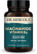 Dr. Mercola Niacinamida Vitamina B3 50 mg por Comprimido - Apoya la Salud Metabólica - Sin Enrojecimiento - Mini Comprimidos - No OGM, Sin Gluten y Sin Soja - 270 Comprimidos (Suministro para 90 Días)