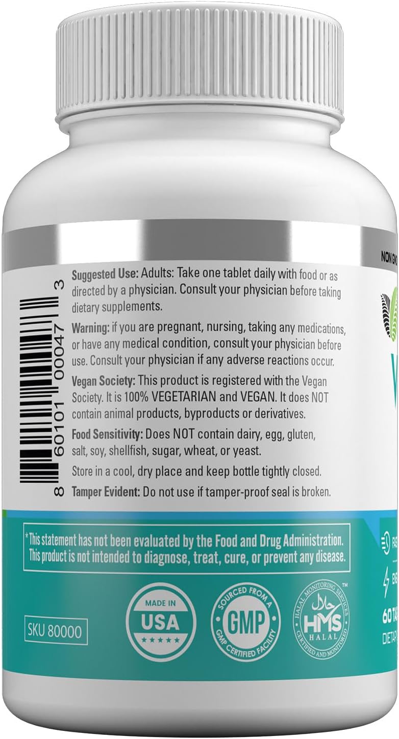 HAYAT Vitamina B12 1000 mcg – Suplemento Vegano para el Metabolismo Energético (60 Comprimidos)