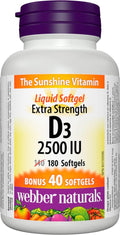 Webber Naturals Vitamina D3 2500 IU Extra Strength, 180 Cápsulas Blandas