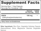 NusaPure DHEA 100mg 200 Cápsulas Vegetales (Vegetariano, No OGM)