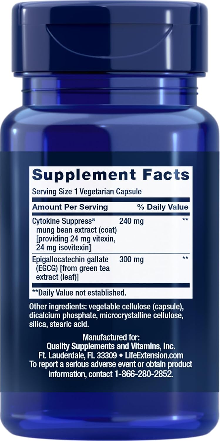 Life Extension Cytokine Suppress con EGCG, 30 Cápsulas Vegetarianas (Paquete de 2)