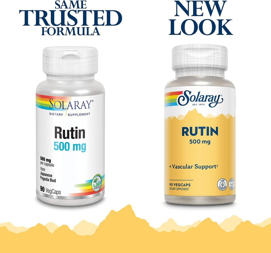 SOLARAY Rutina - 500 mg por ración, Suplemento de Bioflavonoides, Salud Vascular y Circulación - 90 Cápsulas Veganas