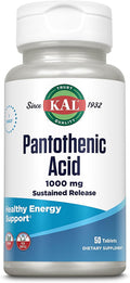 KAL Ácido Pantoténico 1000mg, Liberación Sostenida - Vitamina B5
