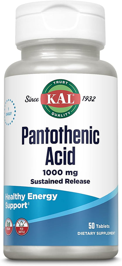 KAL Ácido Pantoténico 1000 mg - Vitamina B5 – Rendimiento mental normal: Apoya las funciones cognitivas y el – Image 7