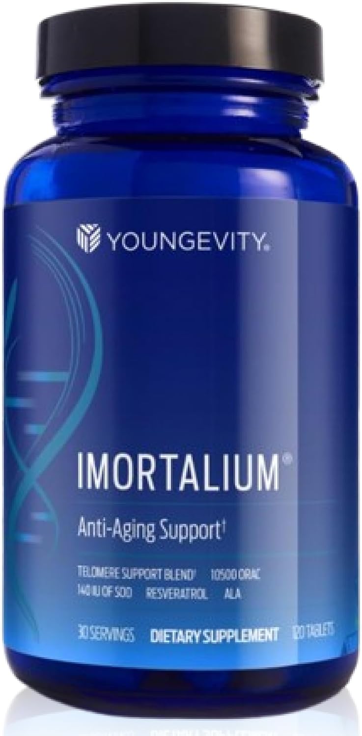 Youngevity Imortalium® - Salud Telomérica, Fucoxantina, Mezcla de Carotenoides, Mezcla de Fucoidan, MSM, Glutatión, Mezcla Rejuvenecedora para la Piel + 12 Alimentos Integrales 120 Cápsulas