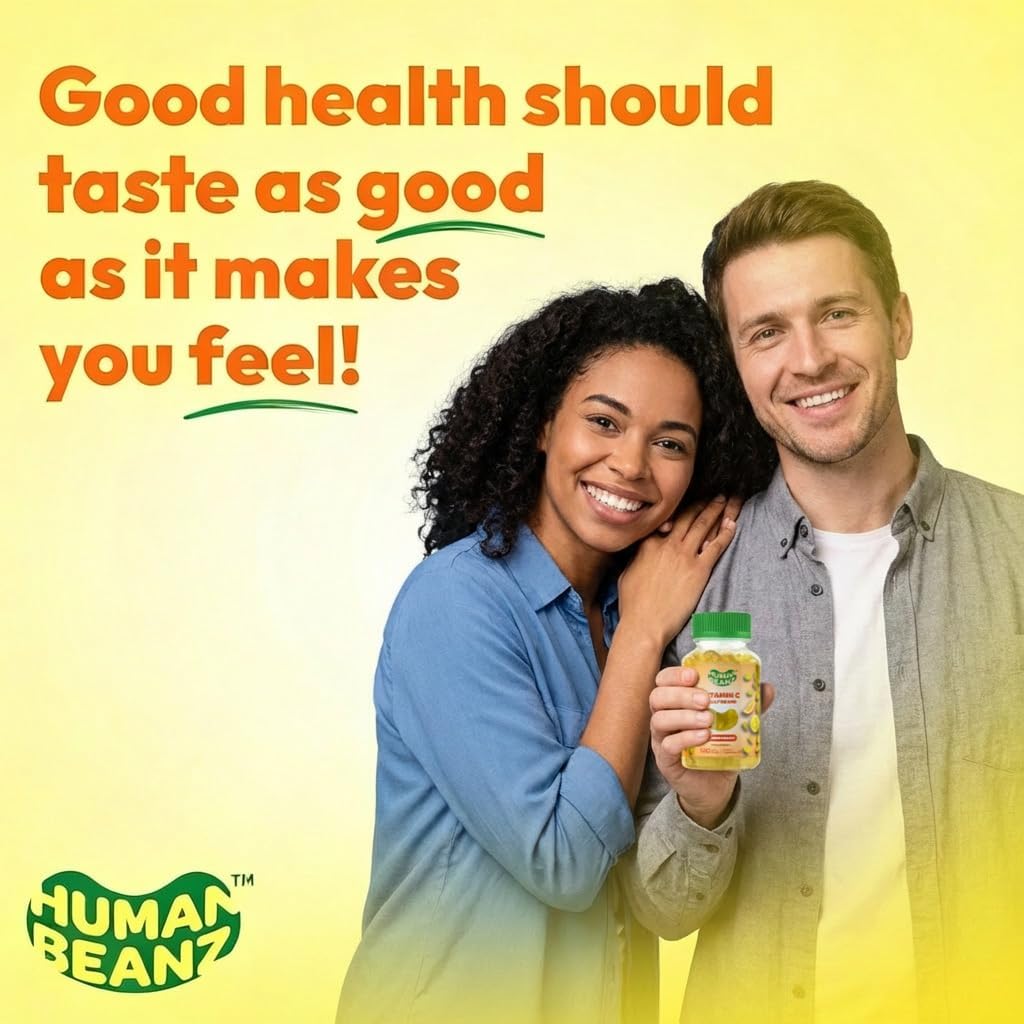 Human Beanz Vitamin C Jelly Bean Gummies | 120 Gomitas de Vitamina C Sabor Citrus Blast | Vegetariano, Kosher