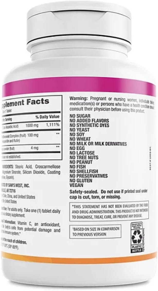 Member's Mark Vitamina C 1000 mg con Escaramujo y Bioflavonoides Cítricos (500 comprimidos)