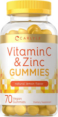 Carlyle Gomitas de Vitamina C y Zinc, 70 unidades, Sabor Limón, Suplemento Vegano, Sin OGM y Sin Gluten