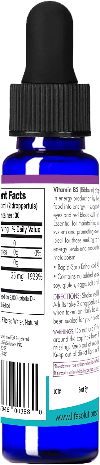 Life Solutions Suplemento de Vitamina B2 (Riboflavina)