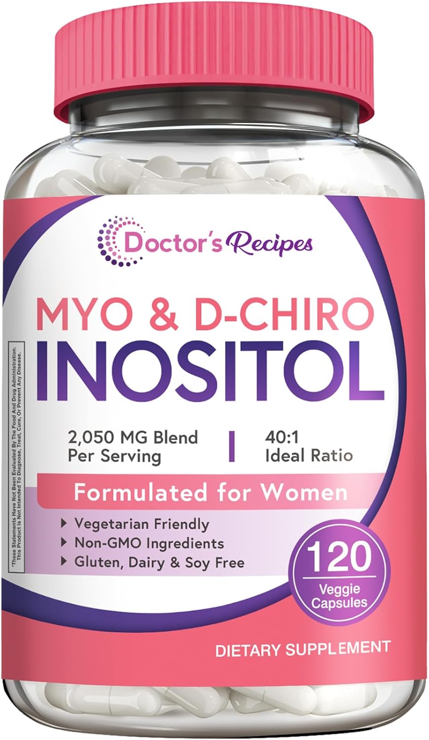 Doctor's Recipes Inositol para Mujeres - Myo-Inositol y D-Chiro Inositol 2050mg, 120 Cápsulas Veganas