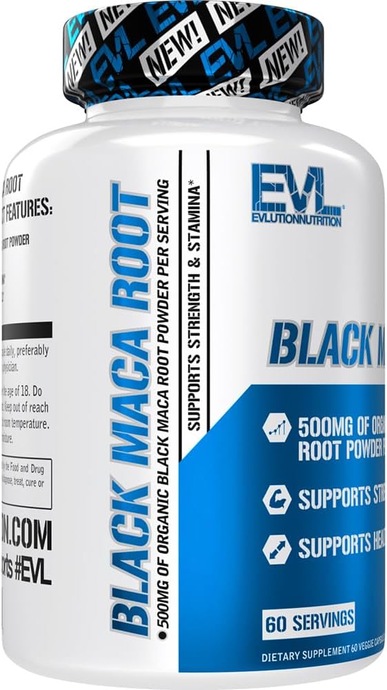 Evlution Nutrition Maca Negra Orgánica 500mg - 60 Cápsulas Vegetales