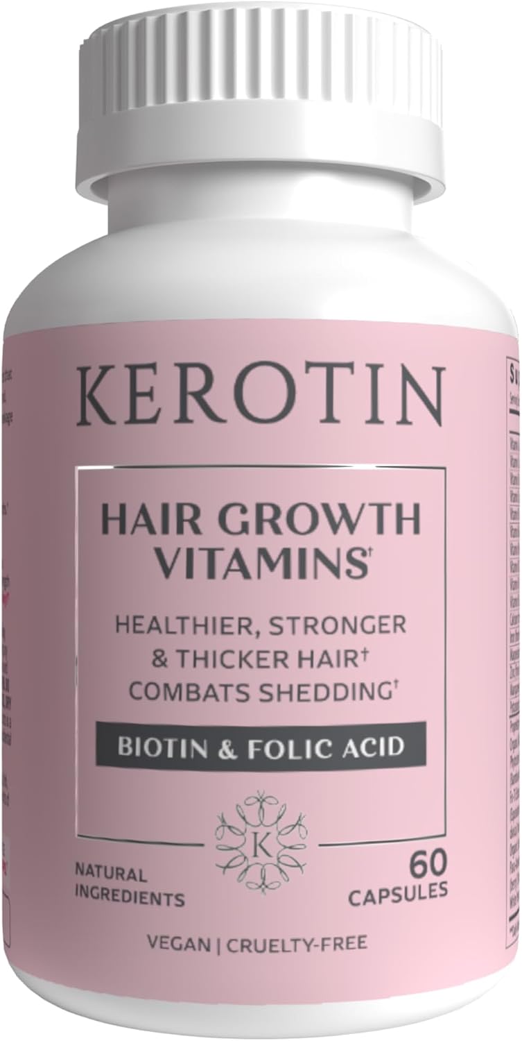 Kerotin Vitaminas para el Cabello con Biotina, Saw Palmetto y Vitamina D3 - 60 Cápsulas