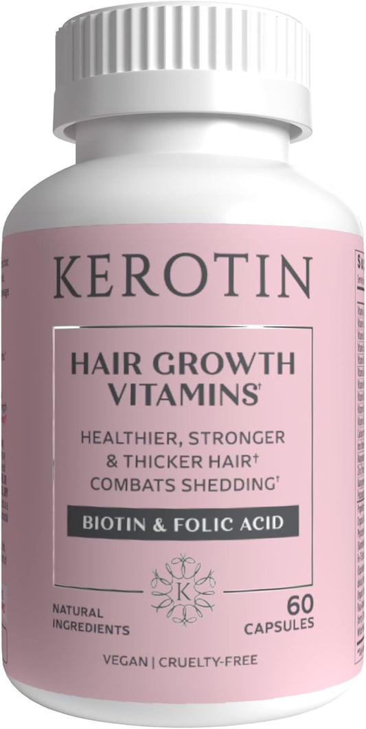 Kerotin Hair Vitamins with Biotin, Saw Palmetto, and Vitamin D3 - 60 Capsules